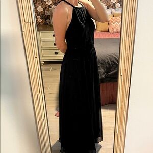 Theia Black Halter Maxi Dress/Bridesmaid dress